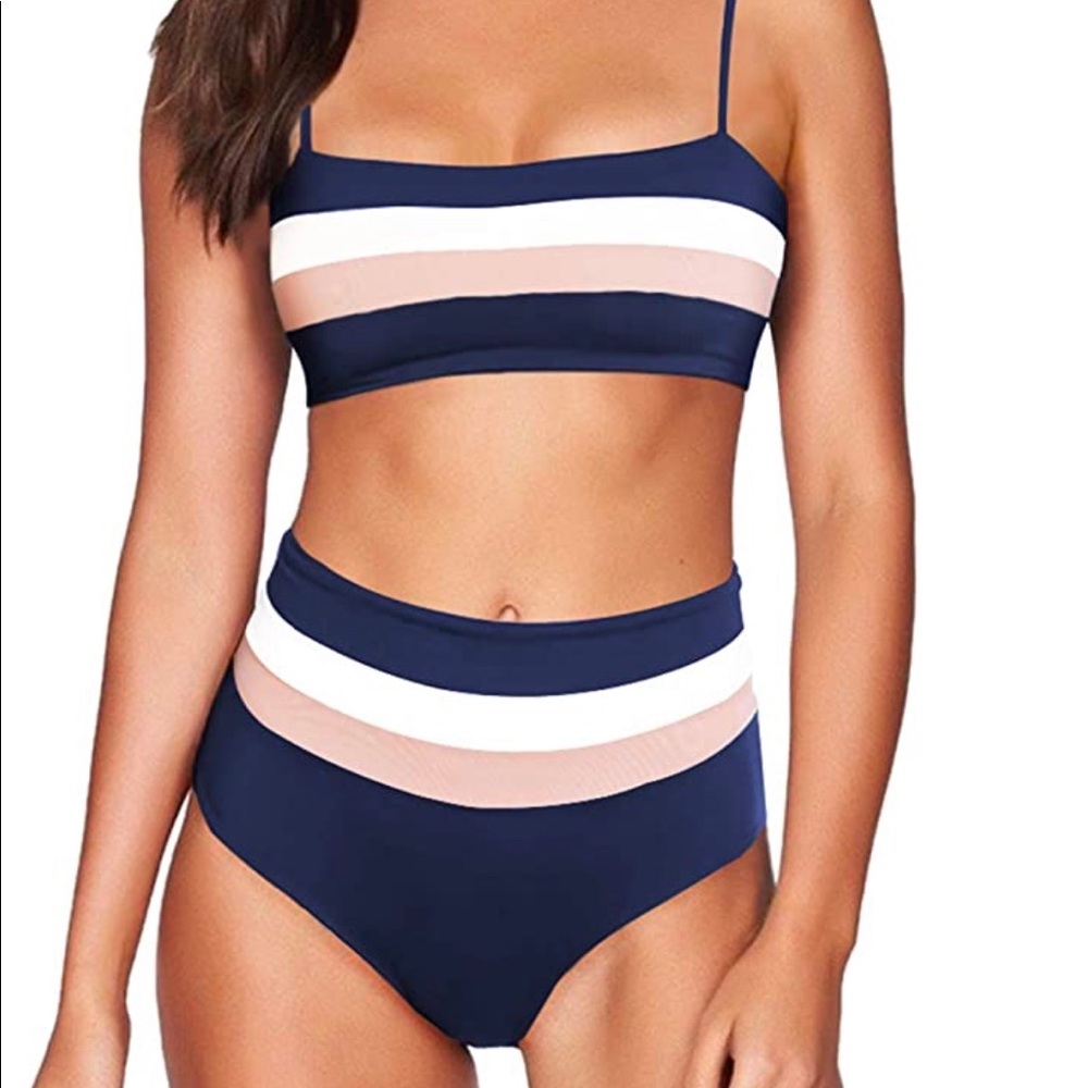 NWT Removable Strap High Waist Bikini Set